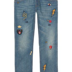 Gucci Tapered denim pant with symbols